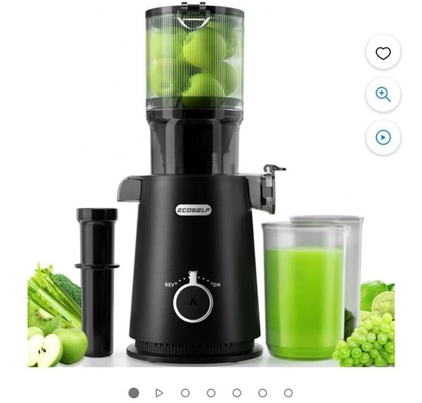 ECOSELF Big Large 4.35” Mouth Slow Juicer SJ-050C Fits While Foods- Black 27oz