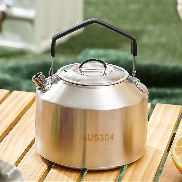 Stainless Steel Tea Kettles Handle Camping Pot Coffee Pot Picnic Cooker 1/1.5L