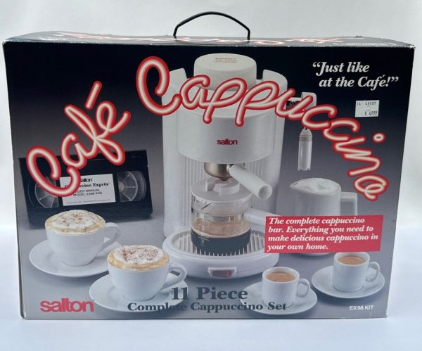 Cafe Cappuccino EX98 11 Piece Kit Salton Brand New In Box Vintage Coffee Machine