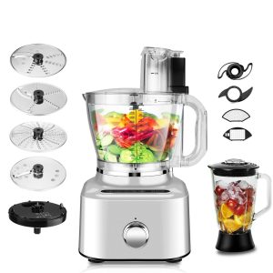 16 Cup Food Processor, Aluminum-Diecast Blender and Food Processor Combo, 5 P…