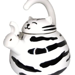 NEW!! Home-X Vintage Style Cat Tea Kettle, Whistling, Stovetop, 1.9 Qt