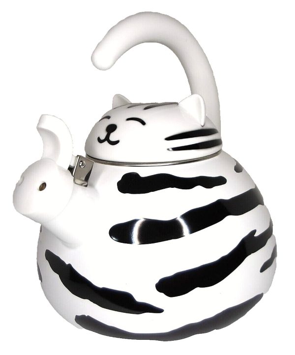 NEW!! Home-X Vintage Style Cat Tea Kettle, Whistling, Stovetop, 1.9 Qt