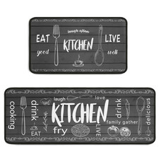 2pcs Cushioned Kitchen Comfort Non Slip Mats Standing Rugs Set Floor And Runner