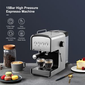 15Bar Espresso machine With Milk Frother, Removable Water Tank, for Home,Office