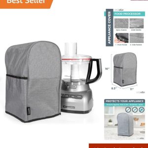 Heavy-Duty Nylon Food Processor Dust Cover with Compartments for Accessories