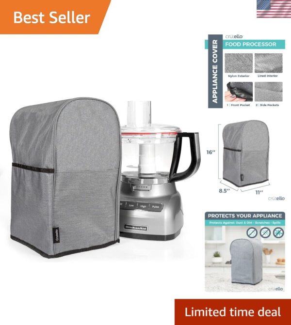 Heavy-Duty Nylon Food Processor Dust Cover with Compartments for Accessories