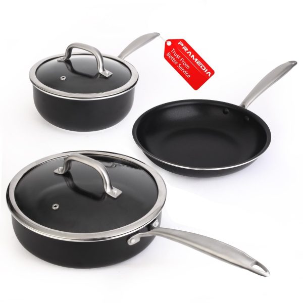 5-Piece Induction Non-Stick Pots and Pans Set, PFOA-Free, Dishwasher Safe