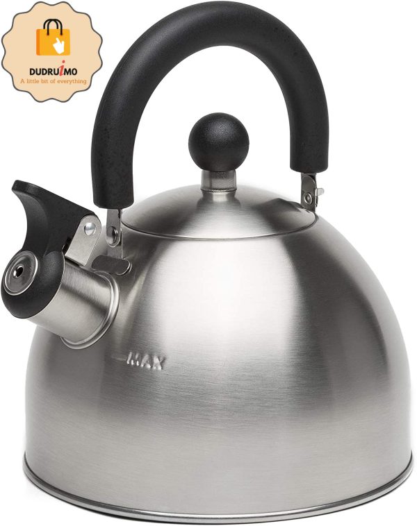 Stewart Whistling Stovetop Tea Kettle Food Grade Stainless Steel, Hot Water Fast