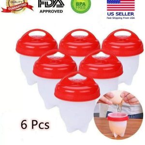 6Pcs Silicone Egg Cooker Hard Boiled Non Stick Without the Shell as seen on TV