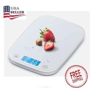 Nicewell 22lbs Digital Kitchen Food Scale – White Sleek & Water Resistant Panel