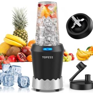 TOPZEE 1000W Blender: Powerful, Compact, Dishwasher Safe, 24oz Cups, Ice Crushin