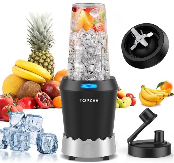 TOPZEE 1000W Blender: Powerful, Compact, Dishwasher Safe, 24oz Cups, Ice Crushin