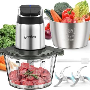 Ganiza Food Processor, 2-Speed Food Chopper Meat Grinder with 8 Cup Stainless