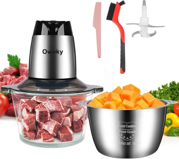 Meat Food Processors Electric, Grinder 2L Stainless Steel Silver