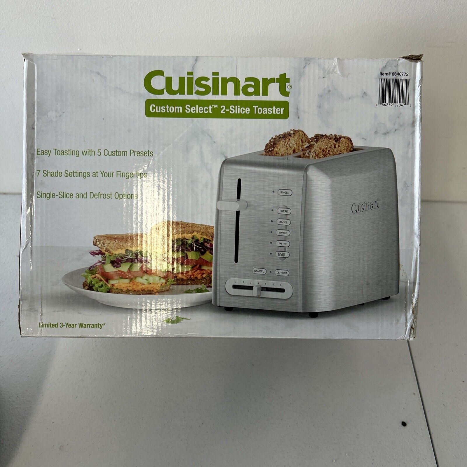 Cuisinart Custom Select 2-Slice Stainless Steel Toaster,  Toasting 5 Bread Types