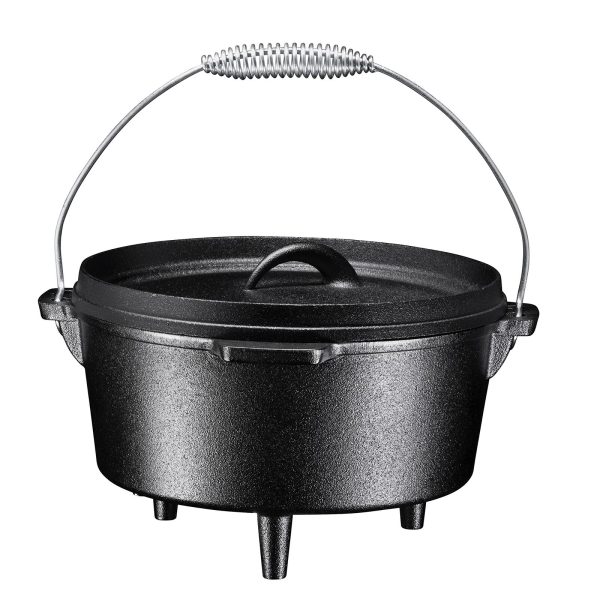 Round Cast Iron Pot Pre-Seasoned 3 Legged Dutch Oven with Lid 4 -Quart Metal