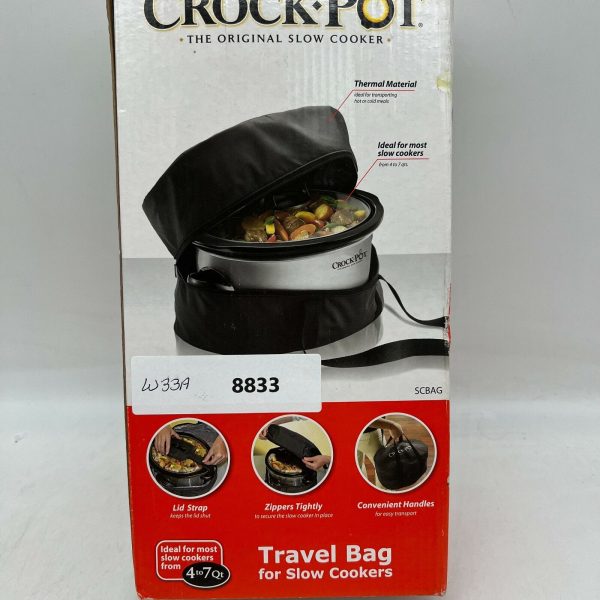 Crock Pot SCBAG 4 -7 Quart Lid Straps Black Portable Travel Bag For Slow Cookers