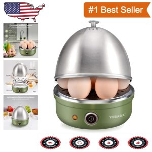 Multifunctional Electric Egg Cooker: 7-Egg Capacity, Auto Shut Off, Retro Green