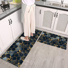 2 Pieces Anti Fatigue Cushioned Kitchen Comfort Non Slip Mats Standing Rugs