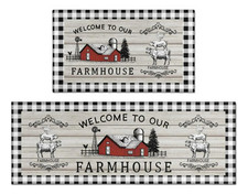 Pauwer Non Slip Anti Fatigue Kitchen Mats Set of 2- Farmhouse Farm Country