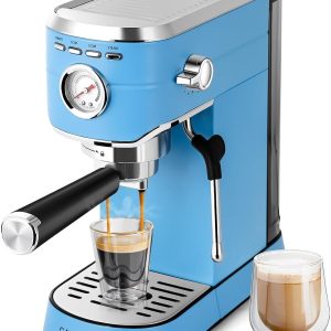 Espresso Machine 20 Bar, Stainless Steel Espresso Maker with Milk Frother Steam