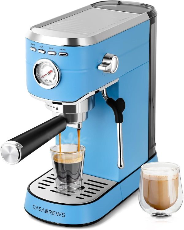 Espresso Machine 20 Bar, Stainless Steel Espresso Maker with Milk Frother Steam