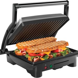 Panini Press Grill and Gourmet Sandwich Maker, Non-Stick Coated Plates, Opens 18