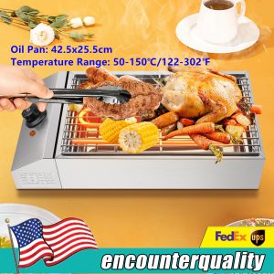 1800W Grills 110V Stainless Steel Grill for Home Use, Camping Electric Grill Hot