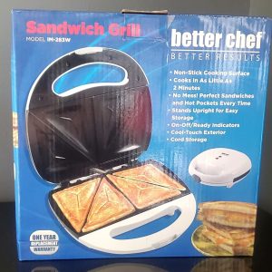 Better Chef Better Results Nonstick Sandwich Maker Grill in White NEW