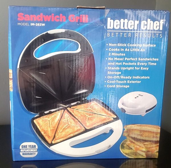 Better Chef Better Results Nonstick Sandwich Maker Grill in White NEW