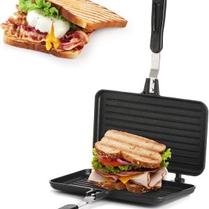 SOUJOY Sandwich Maker, Non-Stick Grill Panini Maker Pan with Handle, Stovetop To