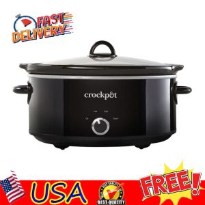 7 Quart Manual Slow Cookers Kitchen Serves 8+ People Removable Round Stoneware