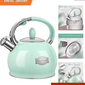 Tea Kettle for Stovetop Whistling Tea Kettles Modern Green Stainless Steel Te…