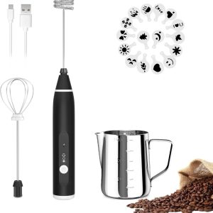 Milk Frother Handheld,  Rechargeable Electric Foam Maker Drink Mixer 3 Speeds…