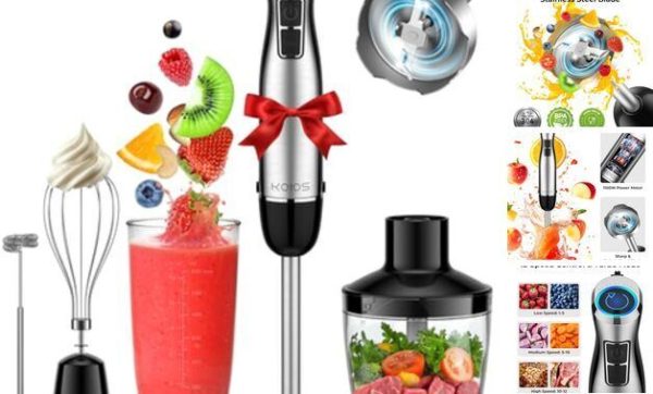 Immersion Blender, 1100W 5-in-1 Multi-Purpose Hand Blender, 12-Speed