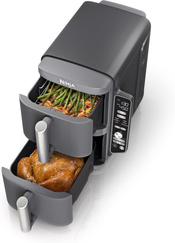 Ninja SL401 DoubleStack XL 2-Basket Air Fryer, DoubleStack Technology Cooks 4 Fo