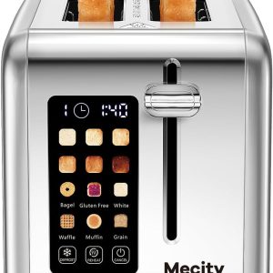 Mecity 2 Slice Toaster Touch Screen 1.5″ Wide Slot, Stainless Steel Smart Bread