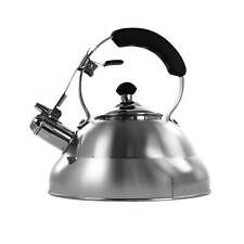 MegaChef 2.7 Liter Stovetop Whistling Kettle Brushed Silver Tea Kettles Dining