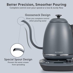 K821 Electric Gooseneck Kettle with Variable Temperature Control, Pour over C…