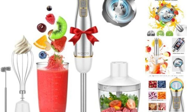 Immersion Blender, 1100W 5-in-1 Multi-Purpose Hand Blender, 12-Speed