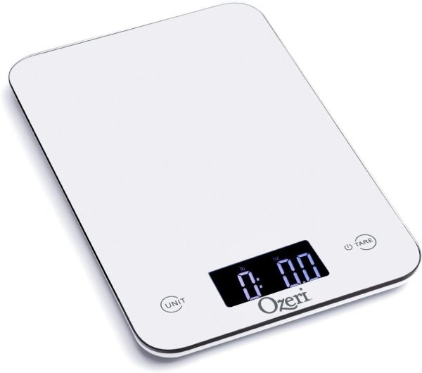 Ozeri Touch Professional Tempered Glass Digital Food Meal Kitchen Scale, White