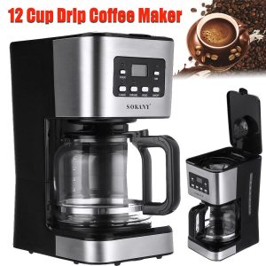 12 Cup Programmable Drip Coffee Maker Stainless Steel Coffee Machine for Home