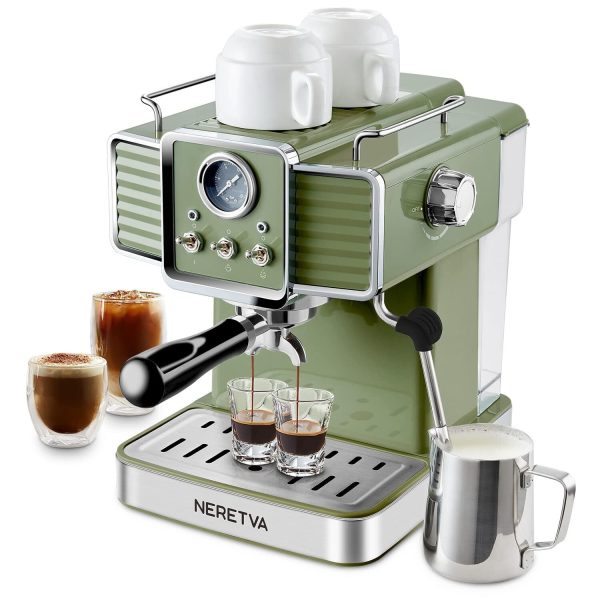 Neretva Espresso Coffee Machine 15 Bar Espresso Maker with Milk Frother Steam…