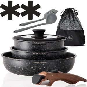 10 Piece Pots and Pans Set Nonstick Induction Cookware Sets Detachable Handle