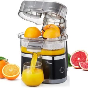 Electric Citrus Juicer, Automatic Dual Orange and Lemon Squeezer with Built-In