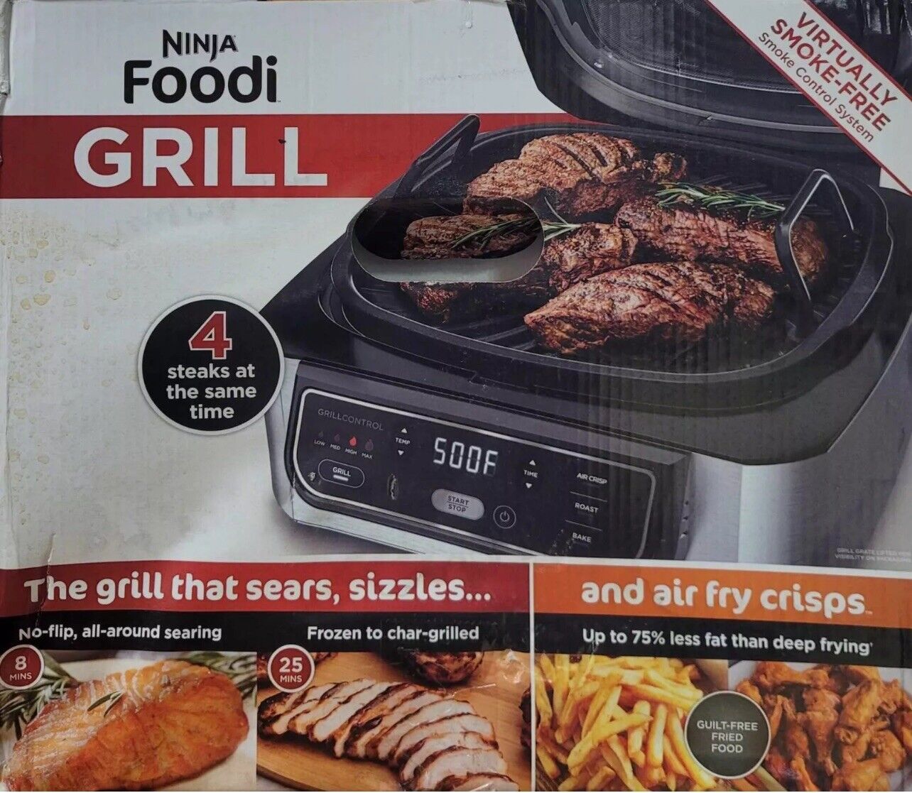 **NEW** Ninja 4-in-1 Indoor Grill, 4-Quart Air Fryer with Roast, Bake & Grilling