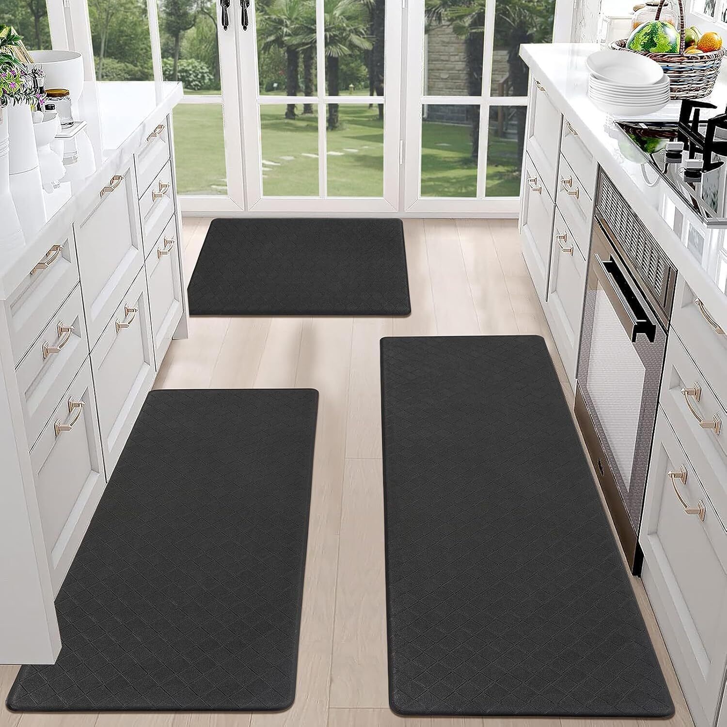 Anti Fatigue Kitchen Mats for Floor Set of 3 Cushioned Kitchen Rug Sets 3 Pie…