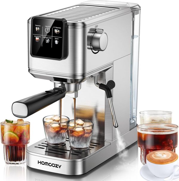 20 Bar Espresso Coffee Machine w/ Rapid Cold Brew Technology Milk Frother, Touch