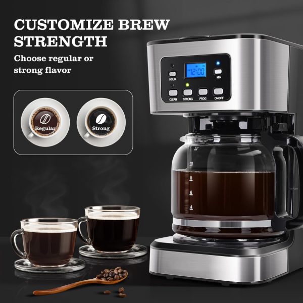 12 Cup Filter Coffee Machine, Drip Coffee Maker with Programmable 24hr