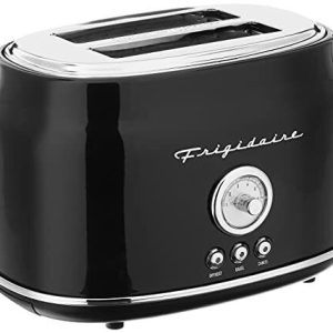 Frigidaire ETO102-BLACK, 2 Slice Toaster, Retro Style, Wide Slot for Bread, Engl